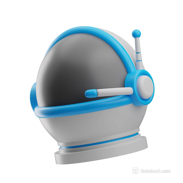 Decorative Ornament Combination with Astronaut Helmet Design Blue White Antenna and Headphone for Home Decor 3d model 