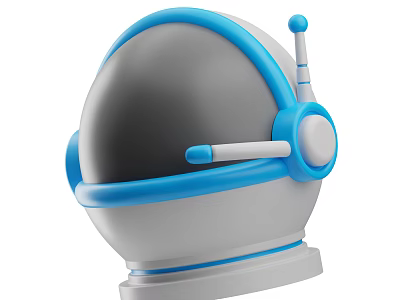 Decorative Ornament Combination with Astronaut Helmet Design Blue White Antenna and Headphone for Home Decor 3d model