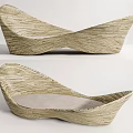 Elegant Modern Curved Landscape Seat With Natural Wooden Texture And Soft Cushioned Surface