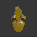 Golden Male Bust Sculpture With Stylish Hair And Cape Collar Design