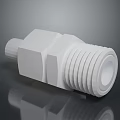 3D Rendered White Mechanical Connector Featuring Threaded End And Hexagonal Body