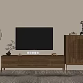 Modern Living Room With TV Stand Floor Lamp And Wooden Cabinet Decor