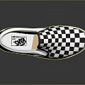 Black And White Checkered Slip On Shoes With White Sole For Casual Wear