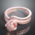 Elegant Rose Gold Pink Women's Ring Adorned With Adorable Diamond Details