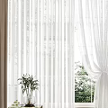 Curtain Window Screen Combination Fabric Curtain linen Window Screen Coffee Table Side Table Floor Lamp Carpet Jewelry Ornaments 3d model