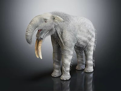 Realistic Woolly Mammoth Model With Long Tusks Standing In Lifelike Posture 3d model