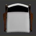 Modern Leisure Chair With Wooden Armrests White Fabric Cushion And Metal Legs