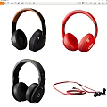 Stylish Over Ear and In Ear Headphones Black Red Wired High Quality Sound