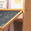 Kids Wooden Bookshelf With Chalkboard Panel Books Toys Storage Box Star Decor And Wall Art