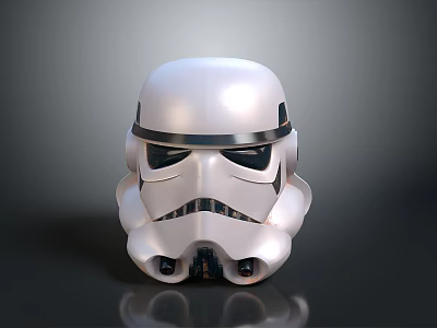White Futuristic Helmet With Shiny Metallic Surface And Black Eye Details 3d model