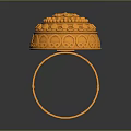 Gold Ring Featuring Intricate Carved Dome Design With Ornate Sculptural Patterns 3d model