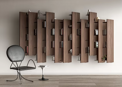 Modern Bookcase Bookshelf Leisure Chair Book Decoration 3d model