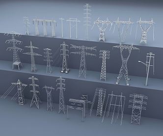 electric pole high voltage electric tower high voltage electric wire tower high voltage line electric tower power grid 3d model