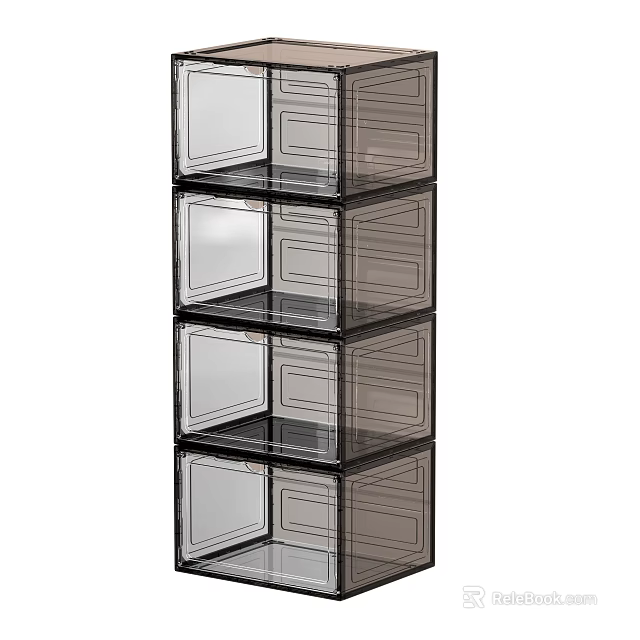 Modern Transparent Plastic Shoe Cabinet With Multi Layer Drawers For Home Storage 3d model 