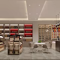Modern Liquor Store Interior With Organized Shelves Wine Bottles And Seating Area