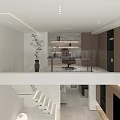 Modern Minimalist Loft Living Room Interior With Sofa And Staircase