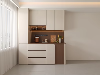 Modern Minimalist Sideboard Design With White Wood Cabinet And LED Lighting 3d model