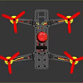 Quadrotor Drone With Red And Yellow Propellers Black Frame And Red Components