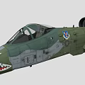 Military Fighter Jet With Camouflage Paint Shark Mouth Design And Cockpit Emblem