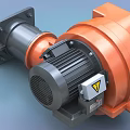 Heavy Duty Industrial Gearmotor With Orange Gray Motor Gearbox And Warning Label