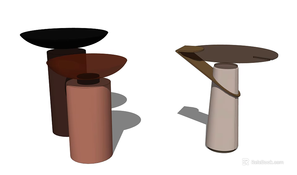 Modern Minimalist Side Tables Featuring Unique Cylindrical Bases And Various Colors For Home Decor 3d model 