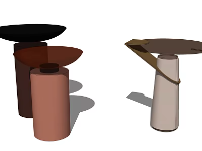 Modern Minimalist Side Tables Featuring Unique Cylindrical Bases And Various Colors For Home Decor 3d model