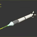 Modern Military Missile With White Body Black Stripes Yellow Tip And Tail Fins Design