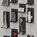 Wall-mounted bookcase accessories 3d model