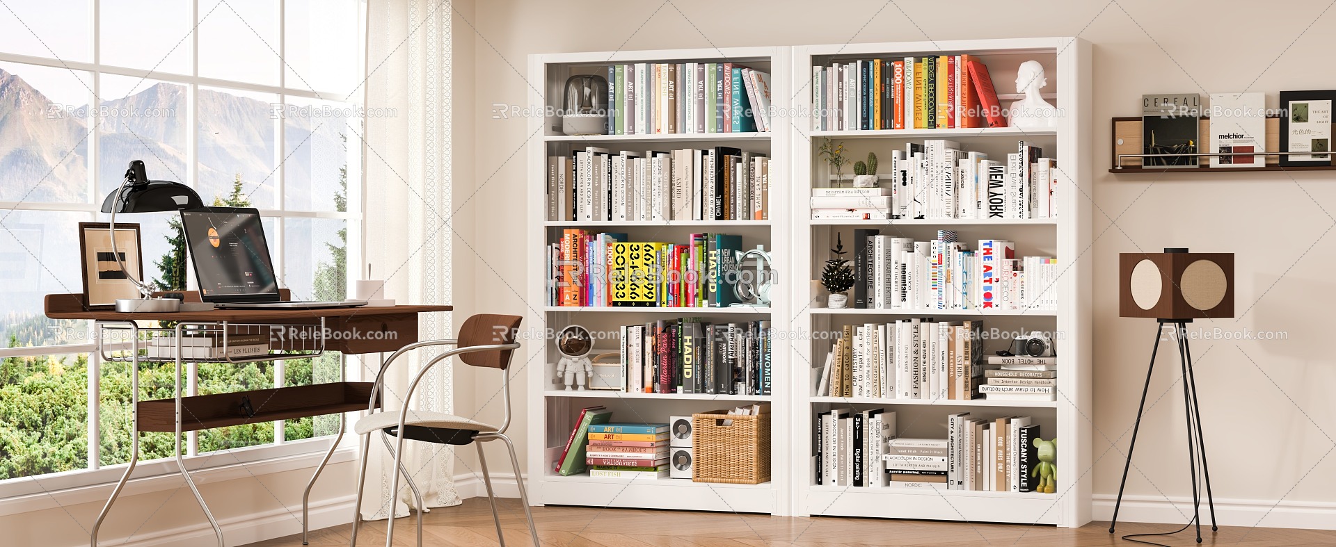 Modern Study Bookshelf 3d model