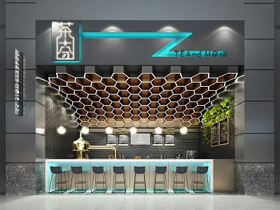 Modern Milk Tea Shop 3d model