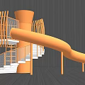 Modern Playground Equipment With Curved Slide And Spiral Staircase Structure