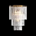 Elegant Modern Layered Wall Sconce With Transparent Glass Strips And Brass Frame