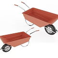 Two Orange Wheelbarrows With Large And Small Sizes For Garden Use 3d model