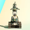 Futuristic Green White Tank 3D Model With Mechanical Arm And Tracks