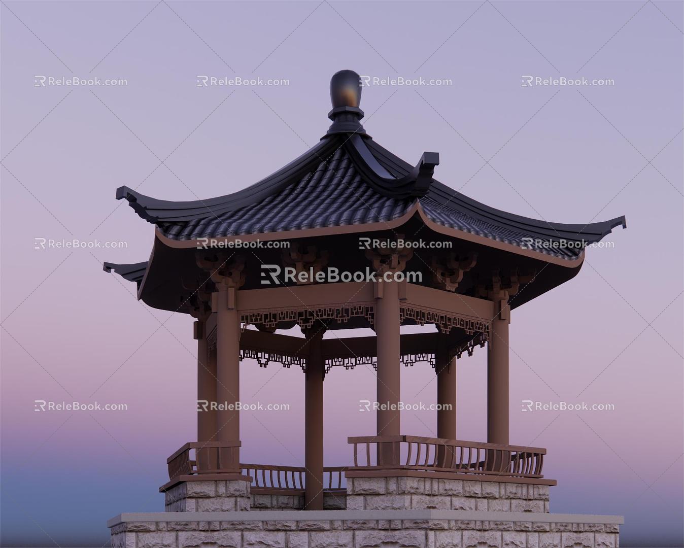 New Chinese Landscape Pavilion 3d model