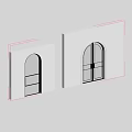 Modern Arched Sliding Doors with Ribbed Glass and Metal Frame for Bathroom Interior