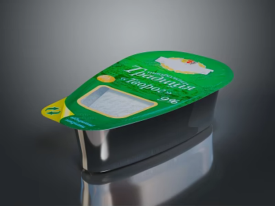 Cute Cat Themed Tiramisu Dessert Container With Green Lid And Sweet Design 3d model