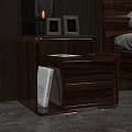 Wooden Bedroom Bedside Table with Drawers Open Shelf and Photo Frames