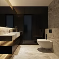 Modern Luxury Bathroom With Marble Tiles Smart Fixtures Glass Shower And Stylish Vanity Cabinet