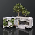 Modern Concrete Building Design Featuring Roof Trees And Wall Greenery