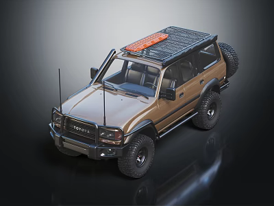 Toyota Brown Off Road SUV With Roof Cargo Rack And All Terrain Tires 3d model