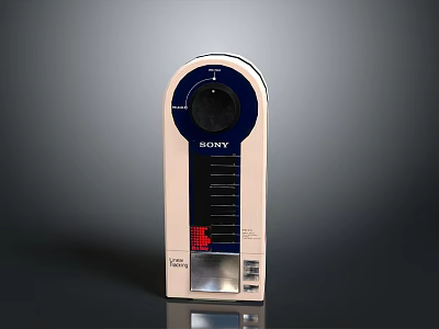 Sony Vintage Computer Device With Round Dial Red Indicator And White Blue Design 3d model