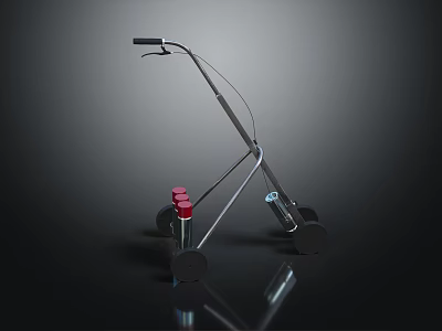 Metal Frame Golf Trolley With Black Handle Red Components And Reflective Wheels 3d model
