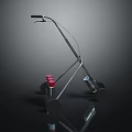 Metal Frame Golf Trolley With Black Handle Red Components And Reflective Wheels 3d model