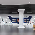 Modern Exhibition Hall Interior With Display Walls Exhibits Central Column And Lighting Design