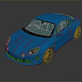 Blue Two Door Sports Car With Sleek Modern Design And Black Wheels