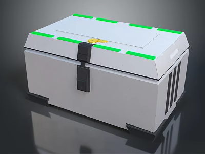Practical Household Storage Box With Green Stripes Lock Clasp And Ventilation Slots 3d model