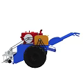 Agricultural Machinery Featuring Blue Frame Red Engine Yellow Component And Large Tire