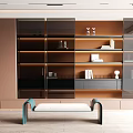 Modern Bookcase Design Featuring Glass Doors Layered Shelves Built-In Lighting And Decorative Storage