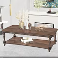 Dark Wooden Coffee Table In Living Room With Decorative Vases Books And Fireplace